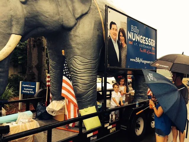 Peanut with supporters on the campaign trail
